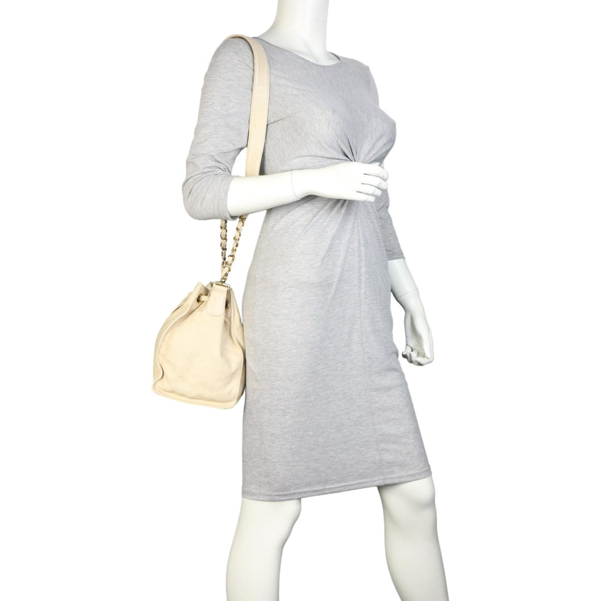 Chanel CC Drawstring Bucket Bag | Beige