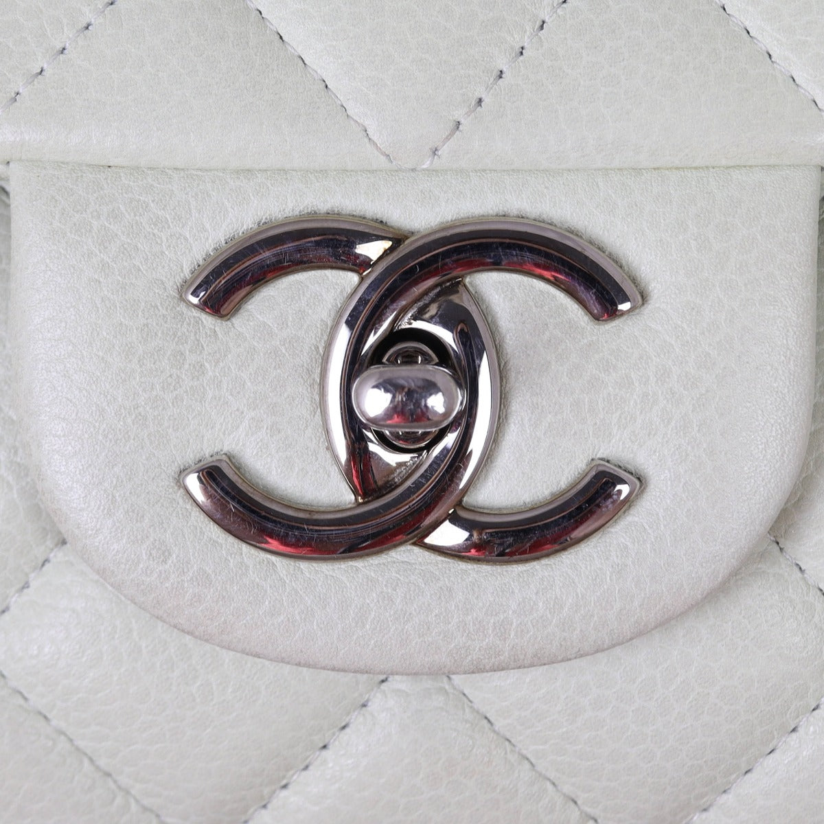 Chanel Classic Double Flap Maxi White Caviar Hardware