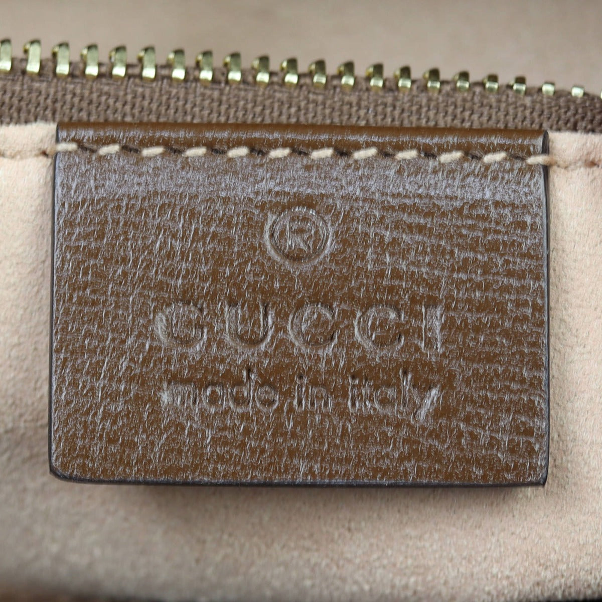 Gucci GG Supreme 1955 Horsebit Shoulder Bag Interior Stamp