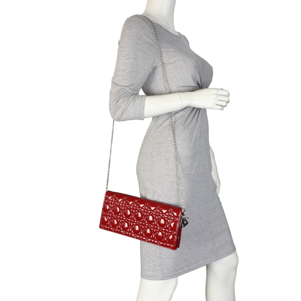 Dior Lady Dior Patent Cannage Pouch