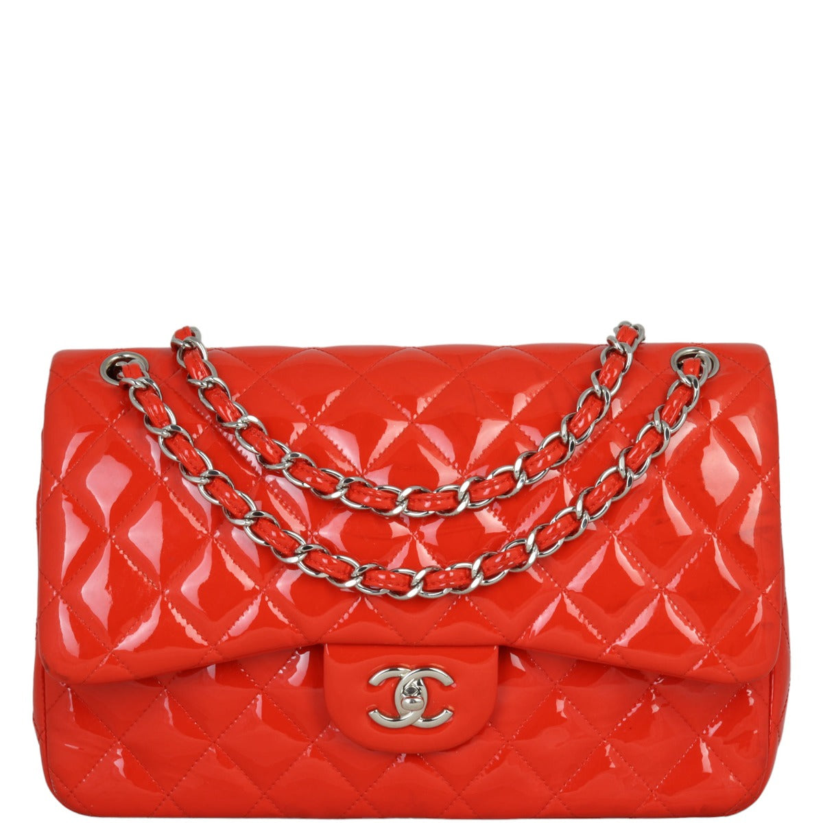 Chanel Classic Double Flap Jumbo Patent | Red
