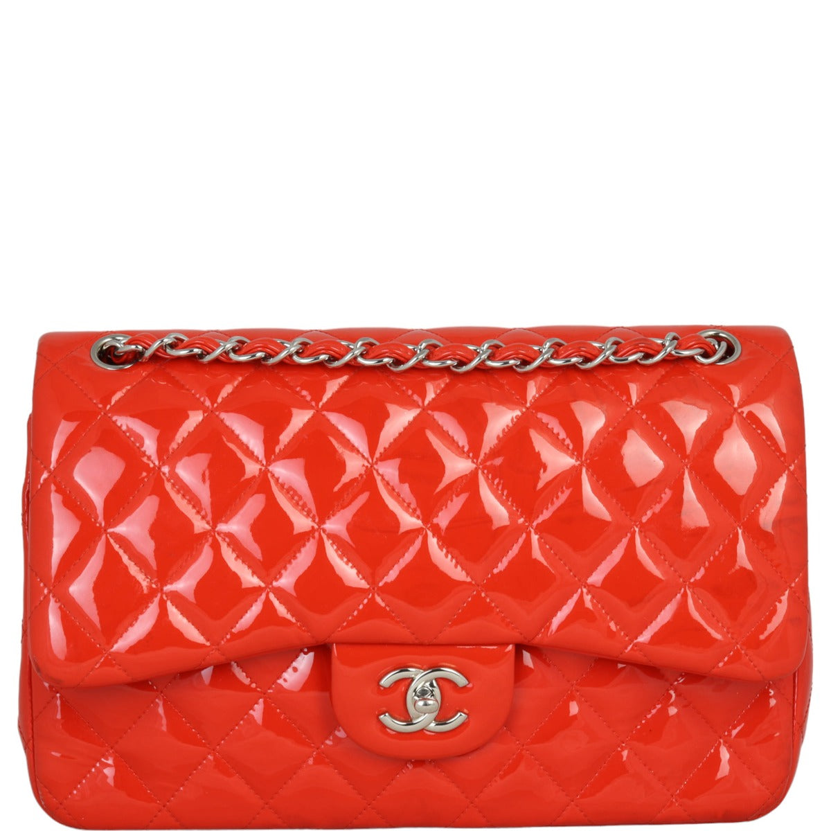 Chanel Classic Double Flap Jumbo Patent | Red