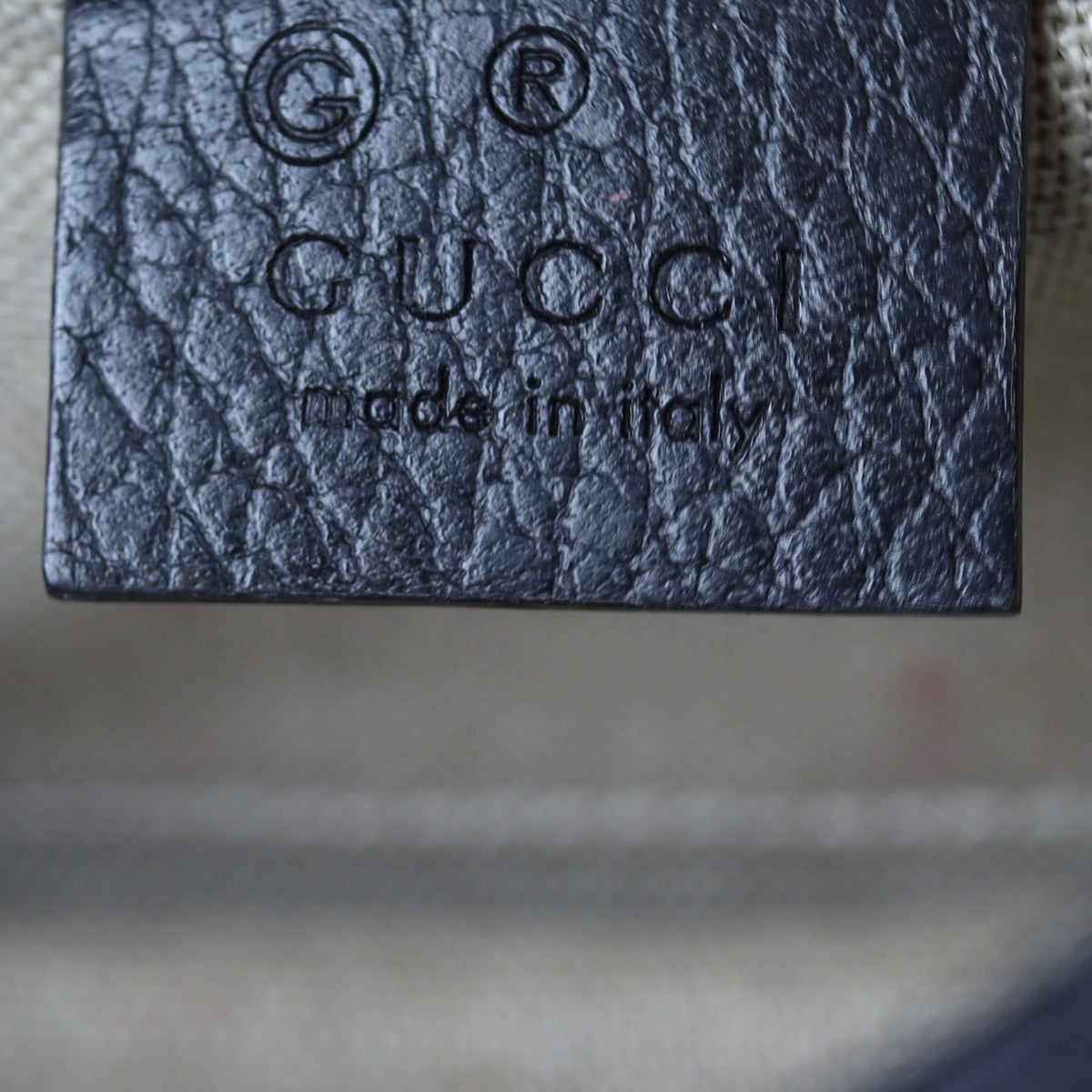 Gucci Interlocking G Small Shoulder Bag Interior Stamp