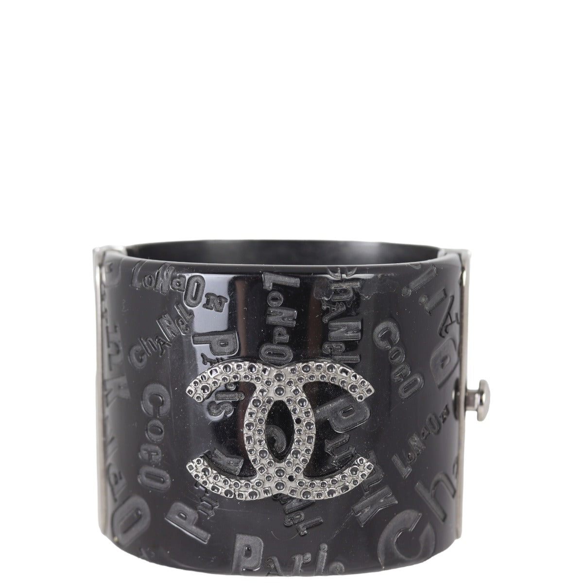 Chanel CC Resin Hinged Cuff | Black