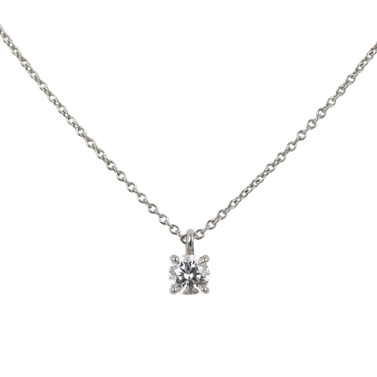 Tiffany & Co. Solitaire Diamond Pendant Platinum Necklace