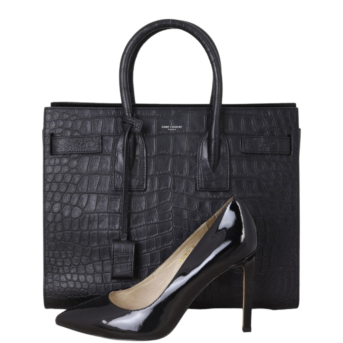 Saint Laurent Sac de Jour Small Croc-Embossed