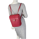 Chanel Urban Spirit Backpack Small Chevron | Raspberry Red