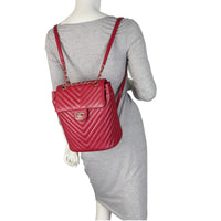 Chanel Urban Spirit Backpack Small Chevron | Raspberry Red
