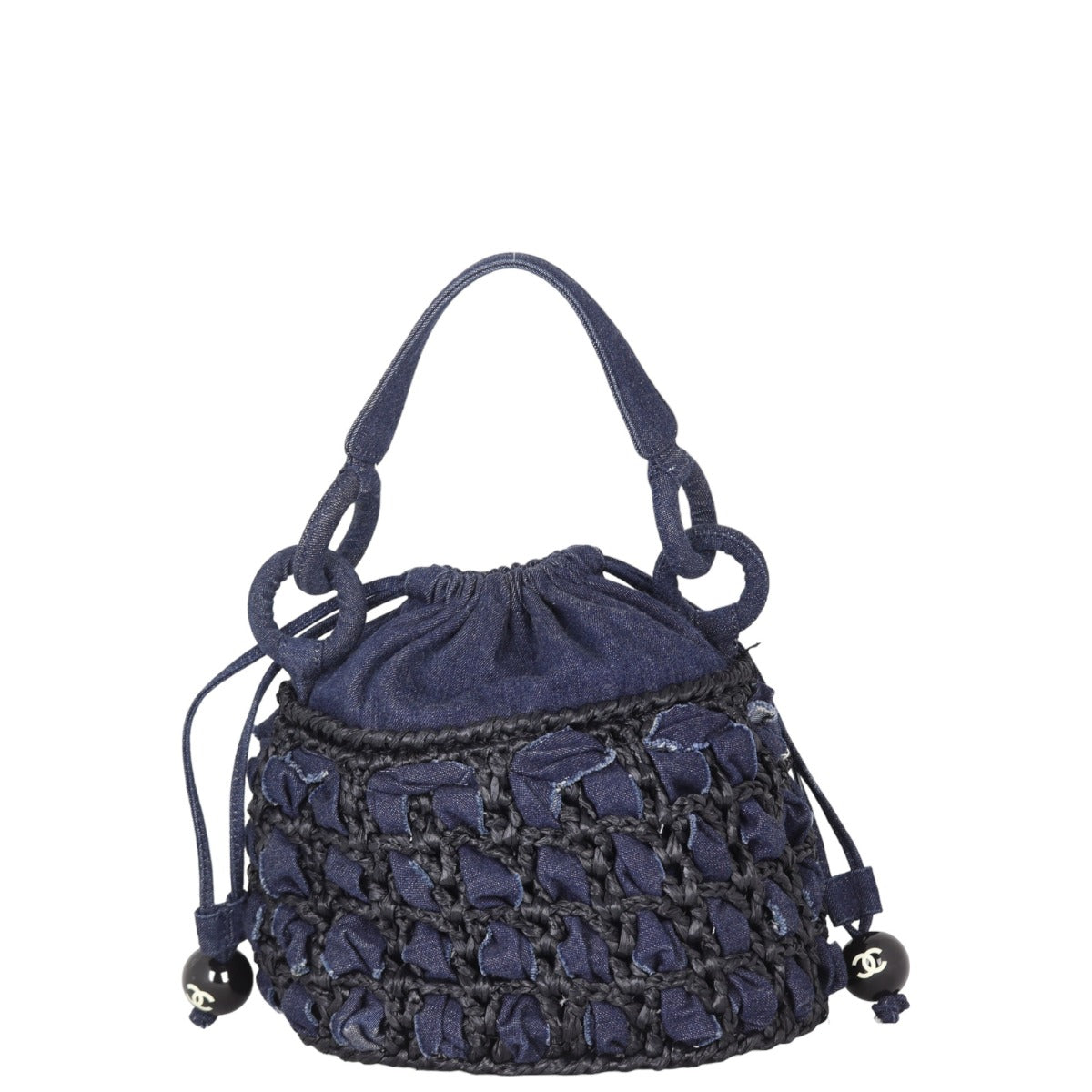 Chanel Denim Raffia Bucket Bag