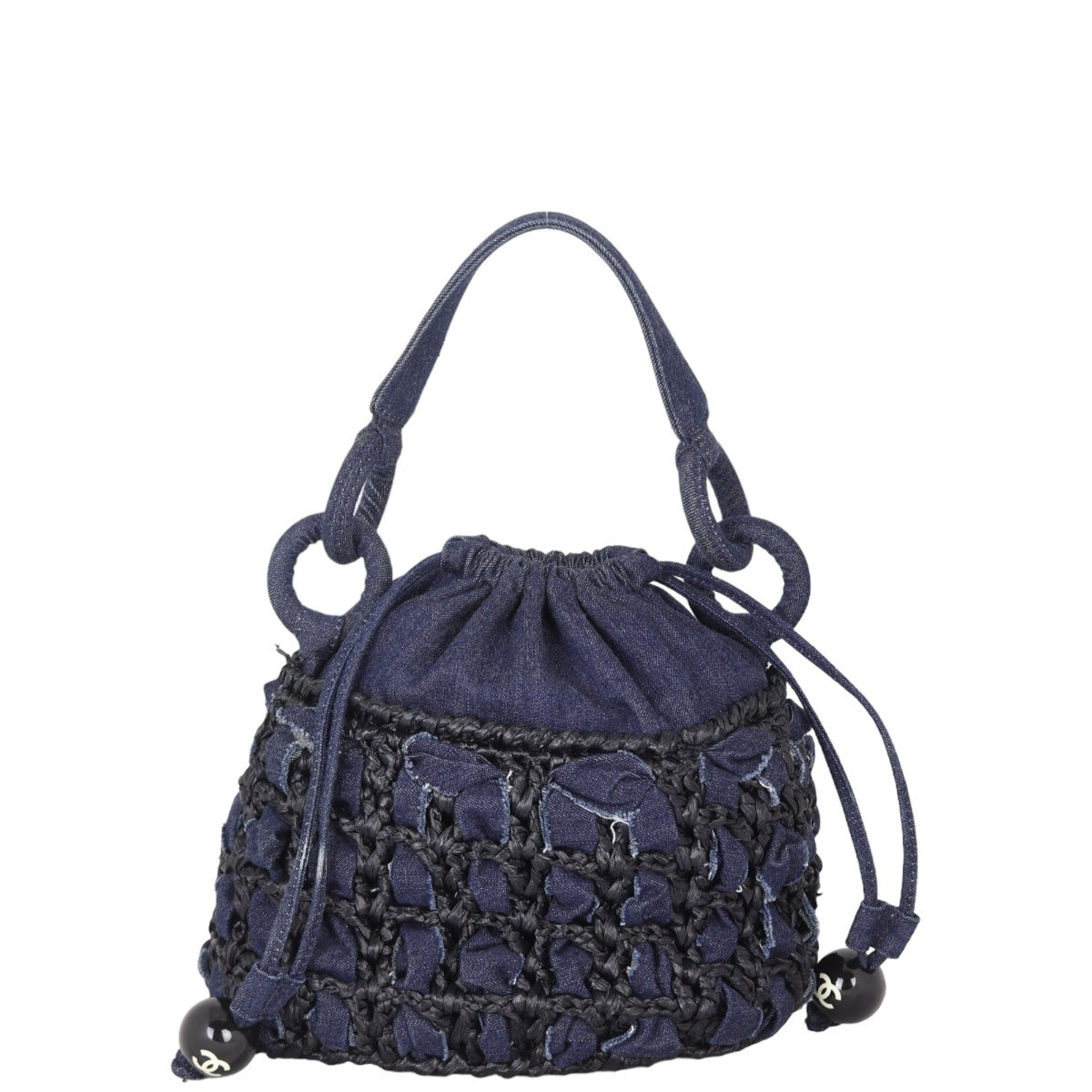 Chanel Denim Raffia Bucket Bag