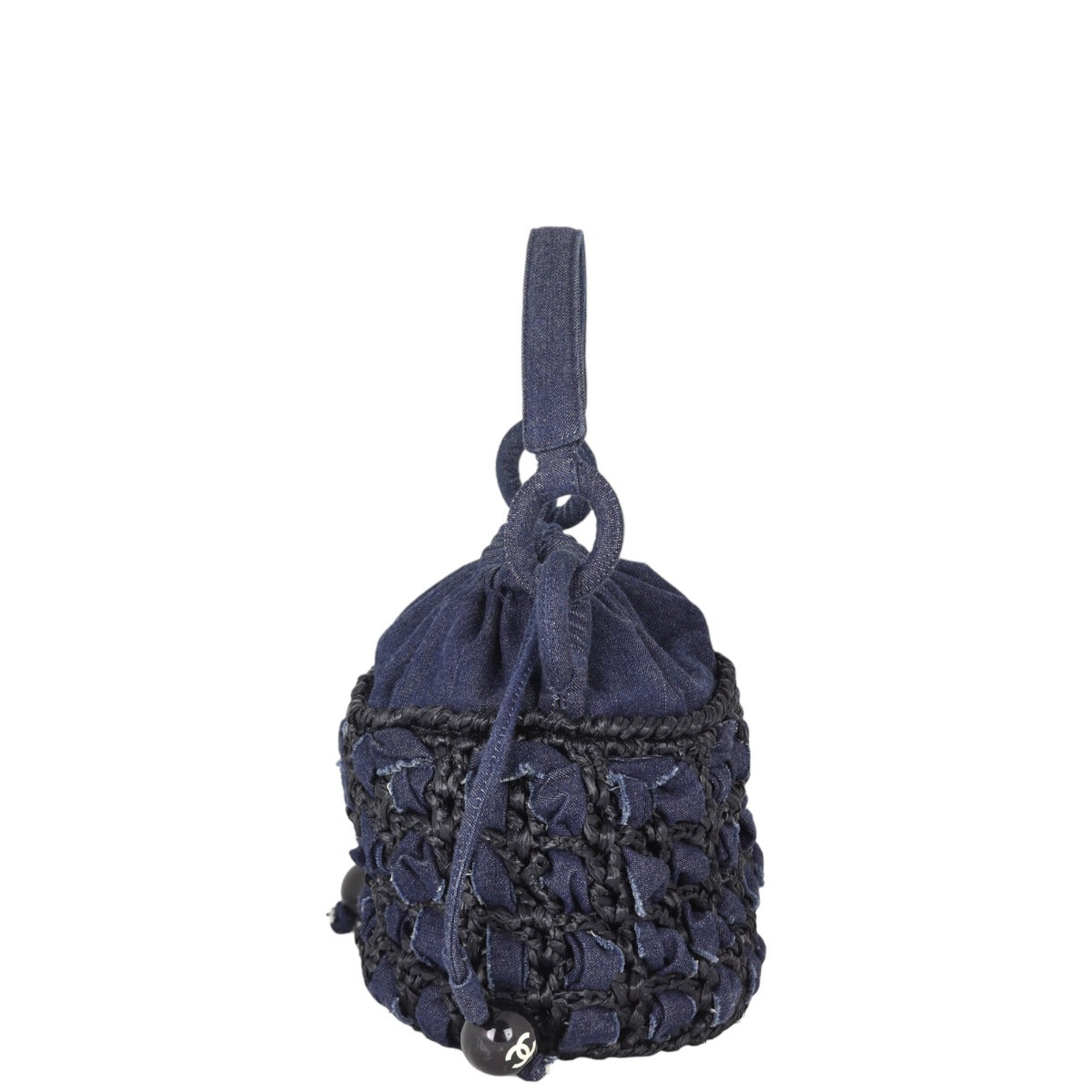Chanel Denim Raffia Bucket Bag