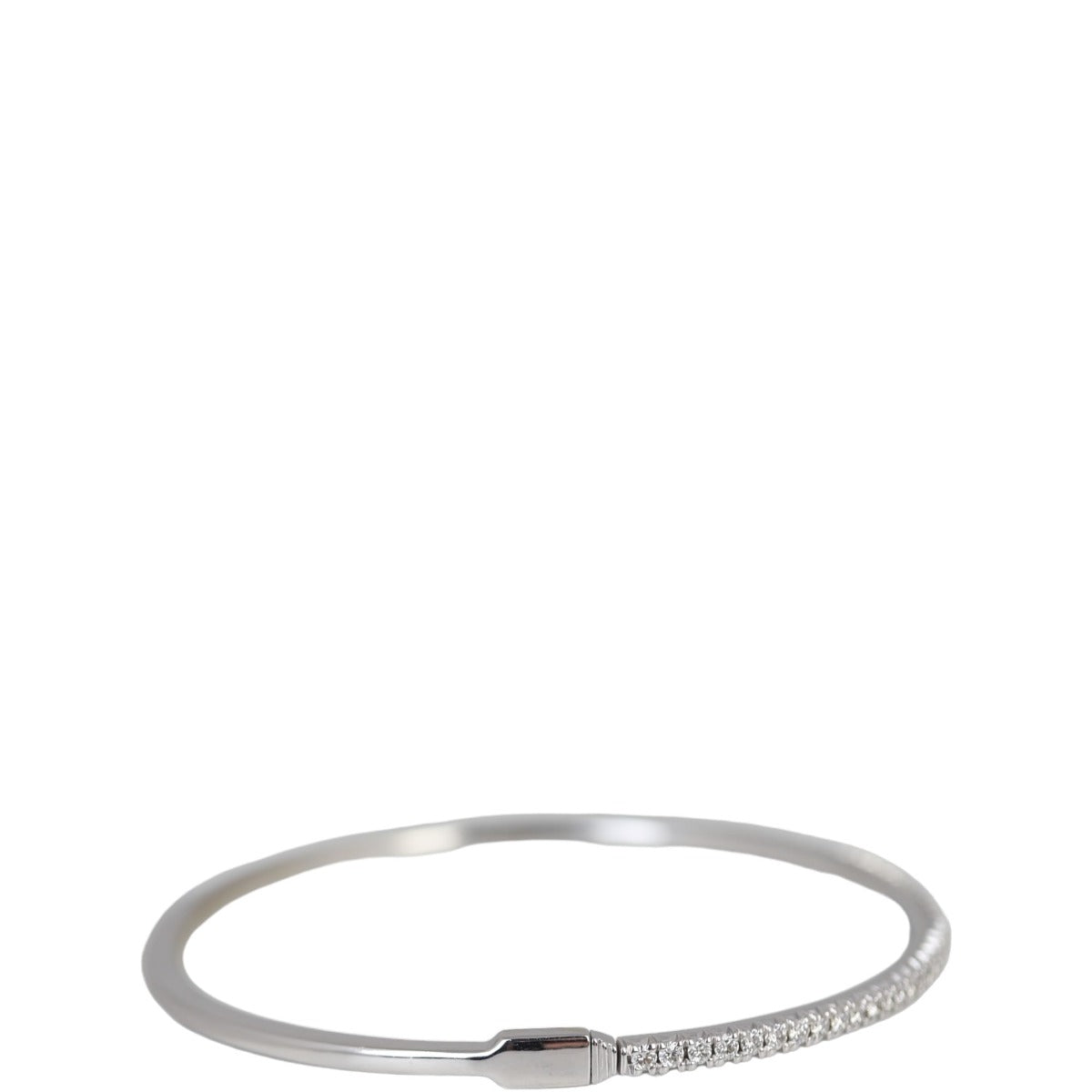 Tiffany & Co Metro 18k White Gold Diamond Hinged Bangle