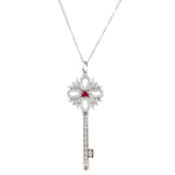 Tiffany & Co Victoria Key Platinum Ruby Diamond Pendant Necklace