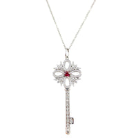 Tiffany & Co Victoria Key Platinum Ruby Diamond Pendant Necklace