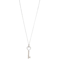 Tiffany & Co 18k White Gold Diamond Key Pendant Necklace