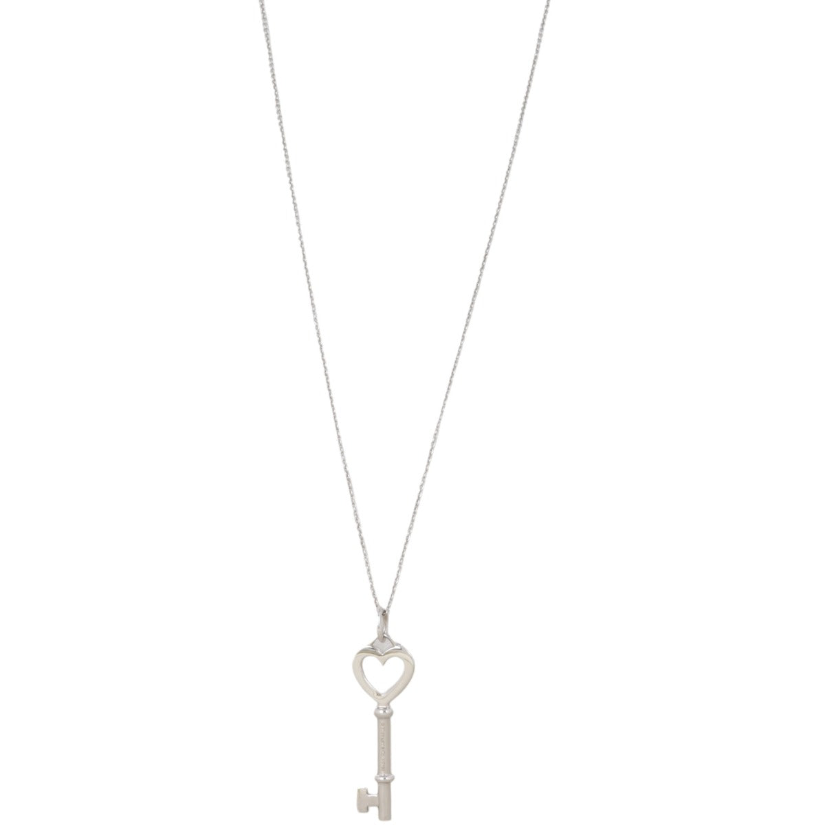 Tiffany & Co 18k White Gold Diamond Key Pendant Necklace