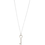 Tiffany & Co 18k White Gold Diamond Key Pendant Necklace