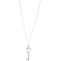 Tiffany & Co 18k White Gold Diamond Key Pendant Necklace
