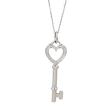 Tiffany & Co 18k White Gold Diamond Key Pendant Necklace