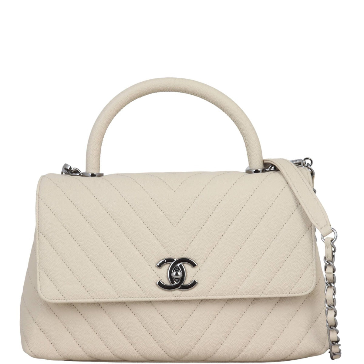 Chanel Coco Top Handle Medium Bag | Beige