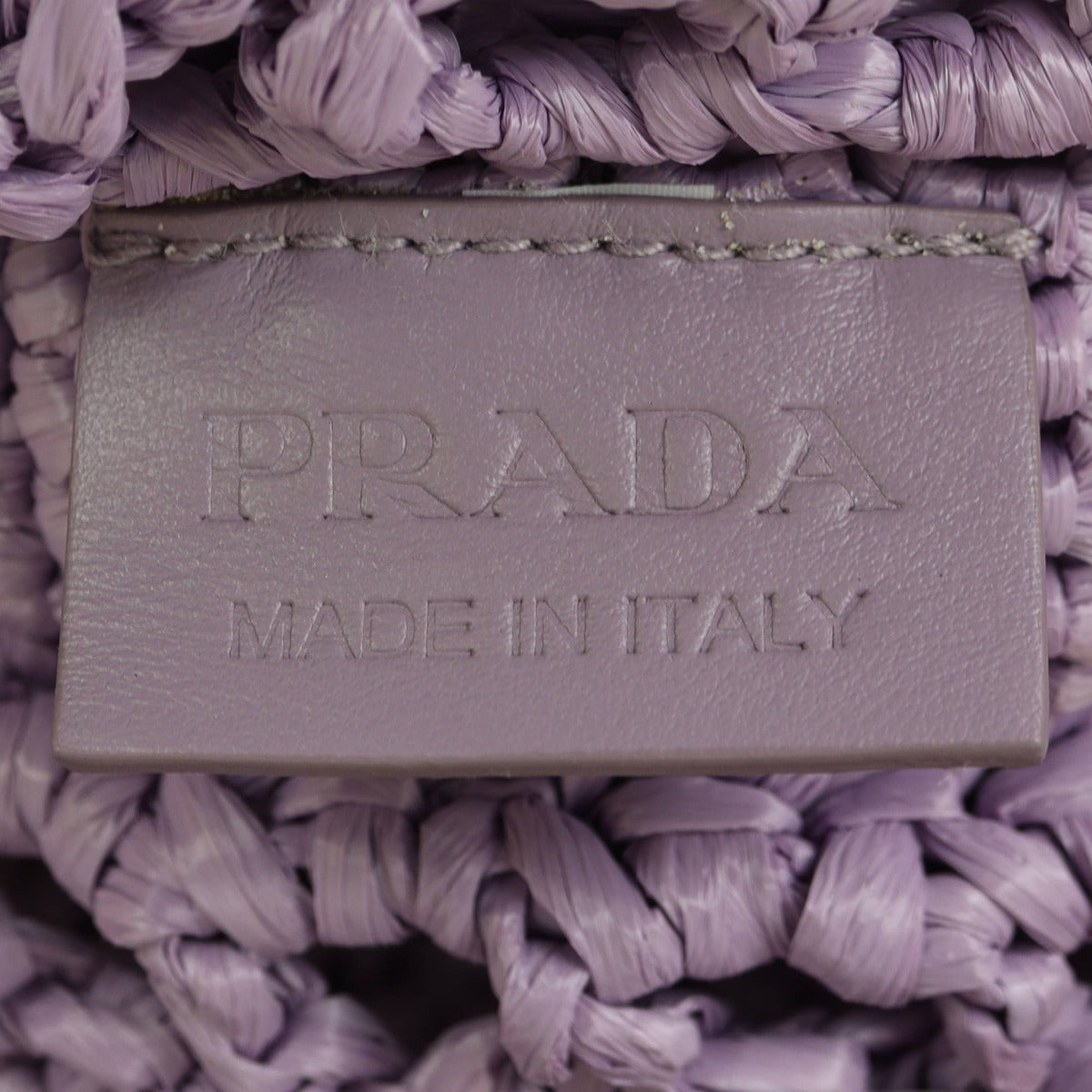 Prada Raffia Tote Bag Interior Stamp