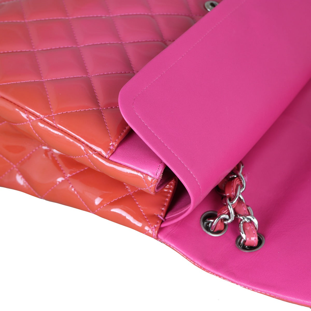 Chanel Classic Double Flap Maxi Pink Patent Wear