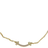 Tiffany & Co. T Smile Diamond Mini Pendant Necklace 18K Yellow Gold