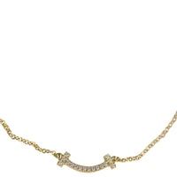 Tiffany & Co. T Smile Diamond Mini Pendant Necklace 18K Yellow Gold