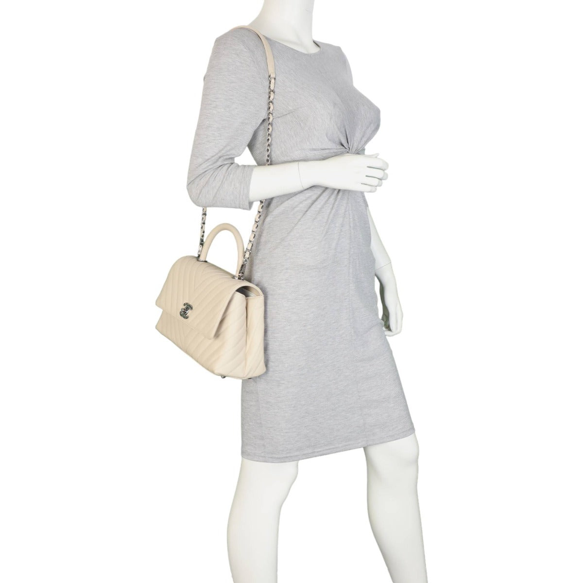 Chanel Coco Top Handle Medium Bag | Beige