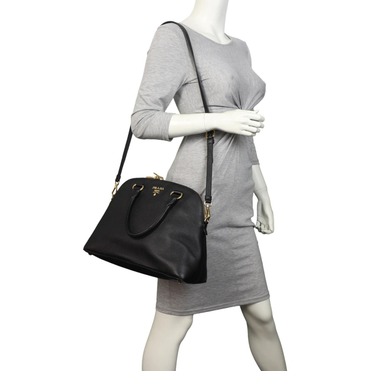 Prada Vitello Daino Dome Zip Tote