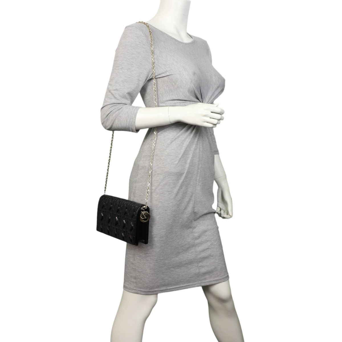 Dior Lady Dior Patent Cannage Pouch