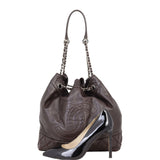 Chanel CC Drawstring Bucket Bag | Chocolate Brown