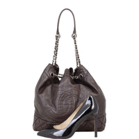 Chanel CC Drawstring Bucket Bag | Chocolate Brown