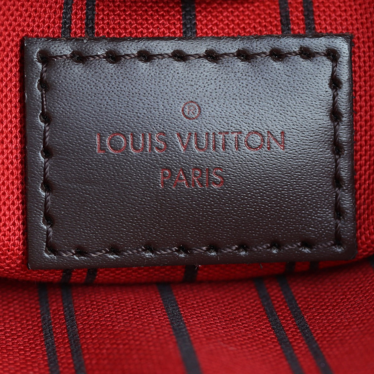 Louis Vuitton Neverfull Pochette Damier Ebene Interior Stamp