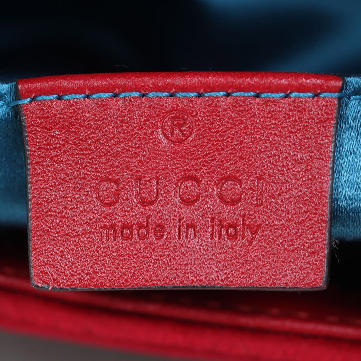 Gucci GG Marmont Velvet Mini Shoulder Bag Interior stamp