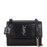 Saint Laurent Sunset Medium Croc-Embossed