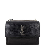 Saint Laurent Sunset Medium Croc-Embossed