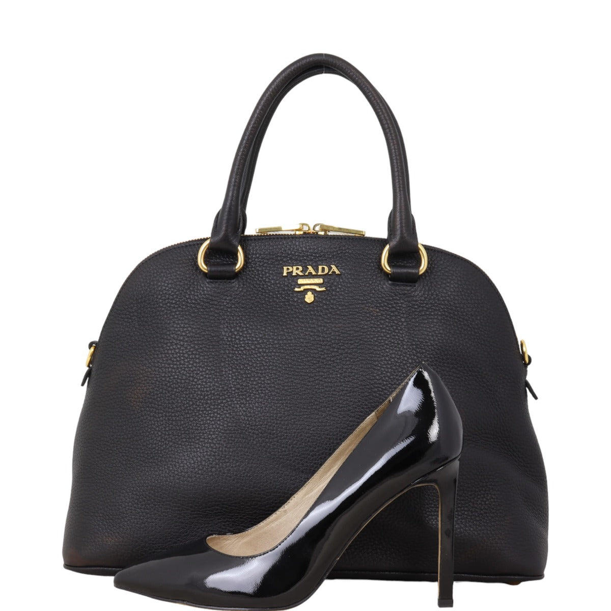 Prada Vitello Daino Dome Zip Tote