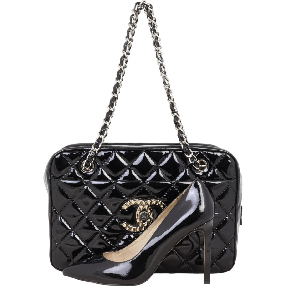 Chanel Brilliant Patent Camera Bag Large | Black