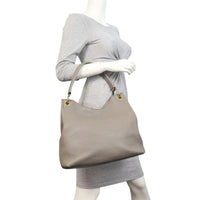 Prada Vitello Daino Logo Embossed Shoulder Bag