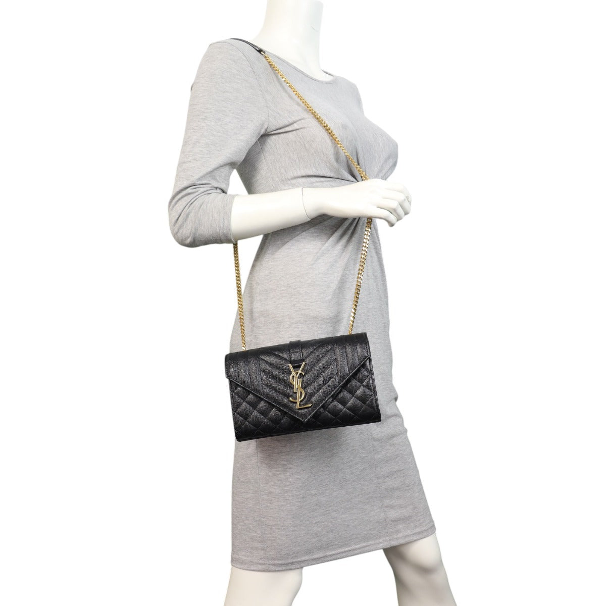 Saint Laurent Monogram Mix Matelasse Envelope Chain Bag Small