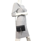 Saint Laurent Kate Tassel Chain Wallet Croc-Embossed