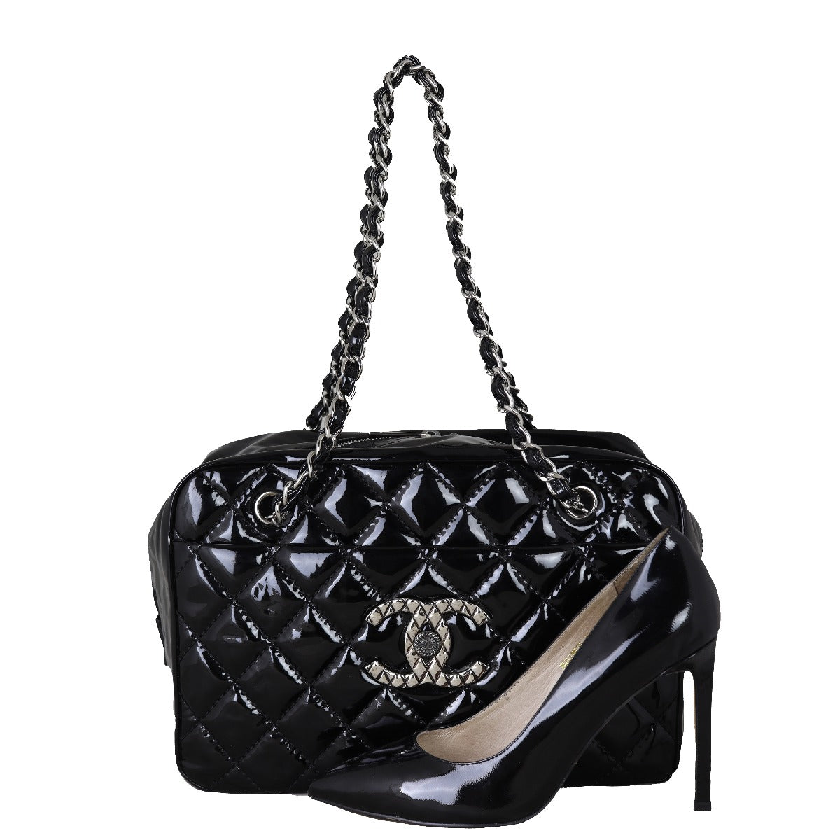 Chanel Brilliant Patent Camera Bag Large Shoe