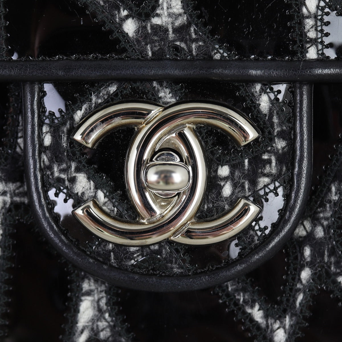 Chanel East West Scale Flap Bag Patent | Black