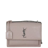 Saint Laurent Sunset Medium Croc-Embossed