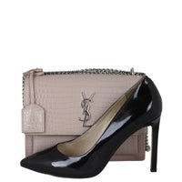 Saint Laurent Sunset Medium Croc-Embossed