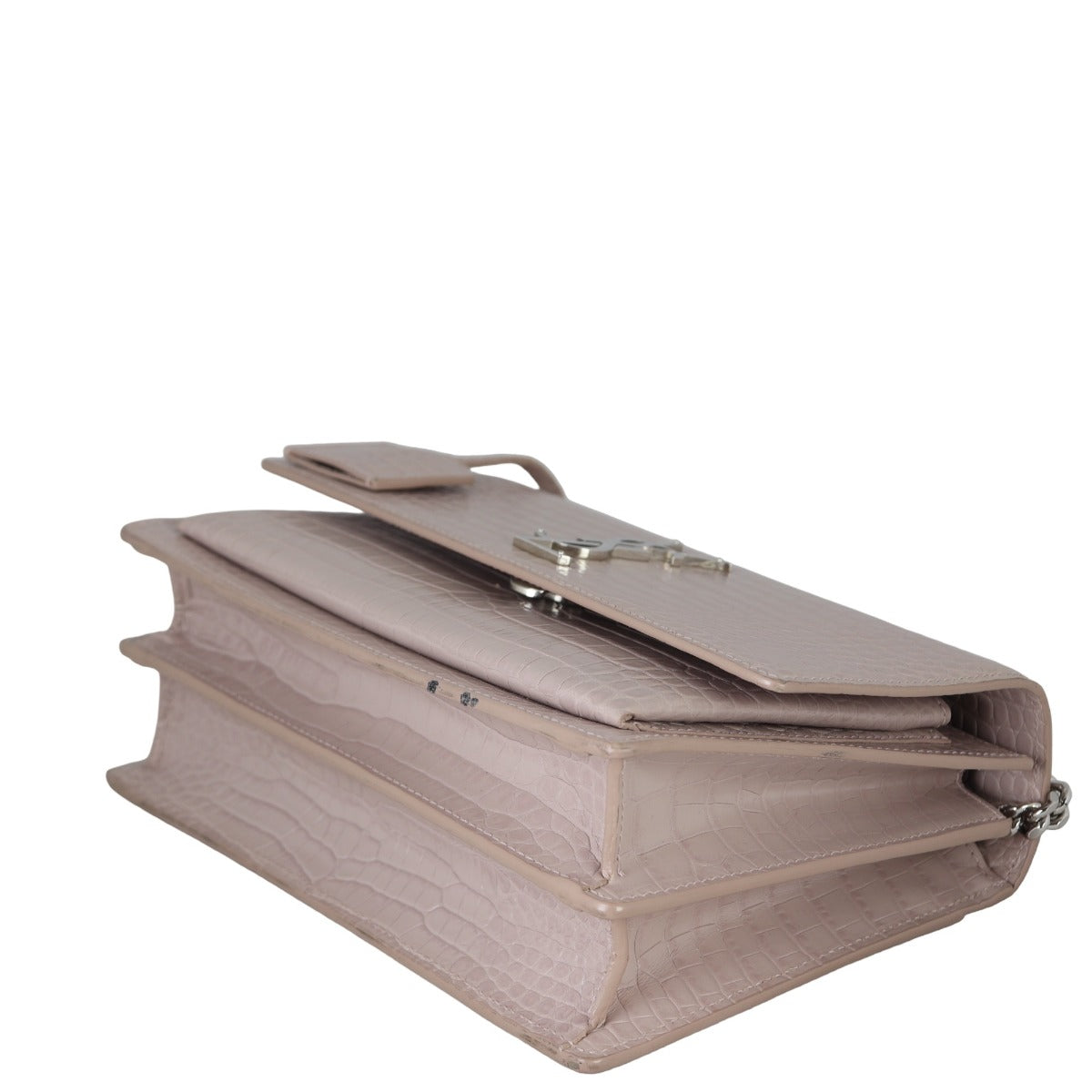 Saint Laurent Sunset Medium Croc-Embossed