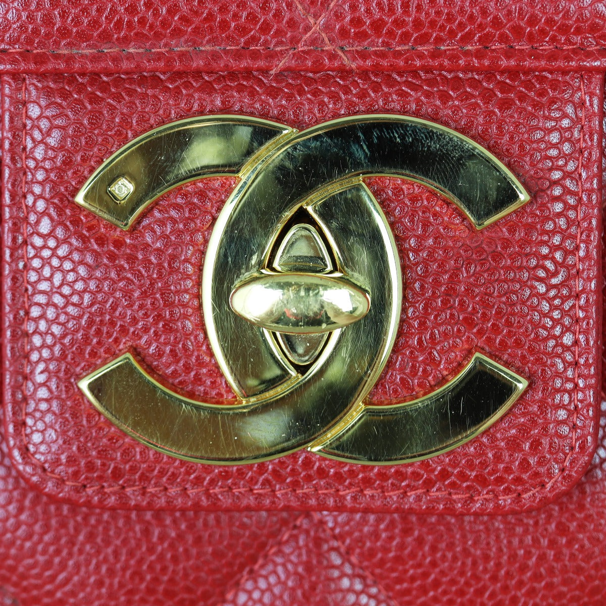 Chanel CC Quilted Briefcase Corner Close Up