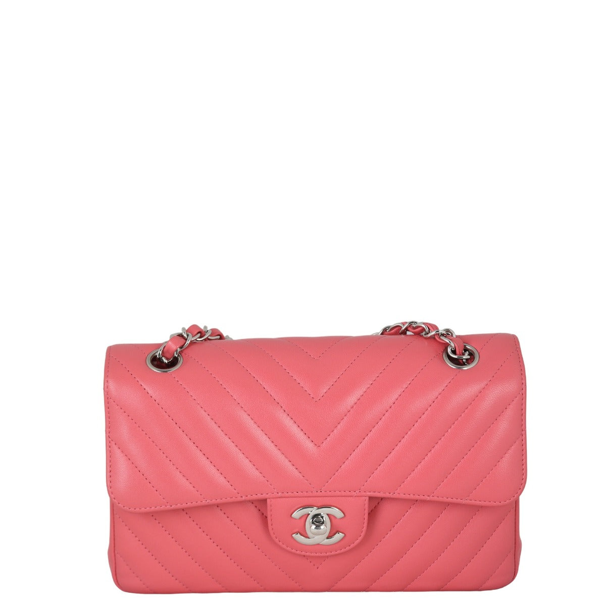 Chanel Classic Double Flap Small Chevron Lambskin| Salmon Pink