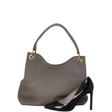 Prada Vitello Daino Logo Embossed Shoulder Bag